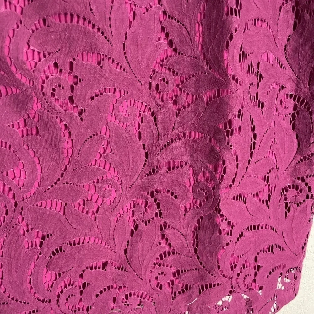 CAbi Purple Lace Knee Length Career Pencil Skirt 6